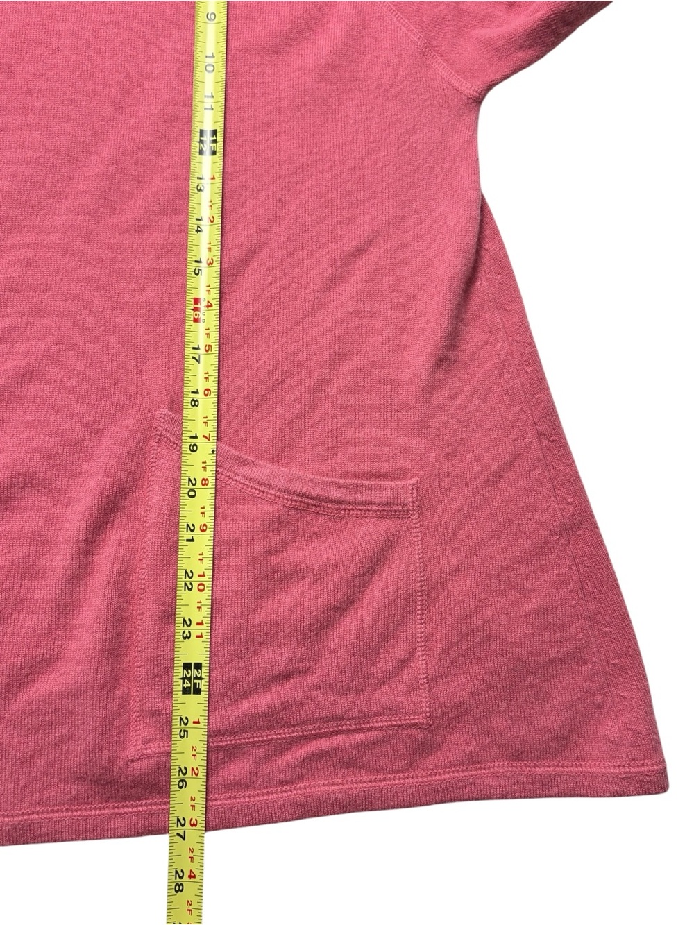 J Jill 100% Cashmere Tunic Sweater Coral Pink Mock Neck Pockets Size Large - Picture 6 of 8
